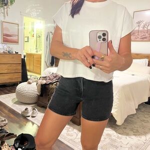 Abercrombie & Fitch, High Rise Dad Short, washed black